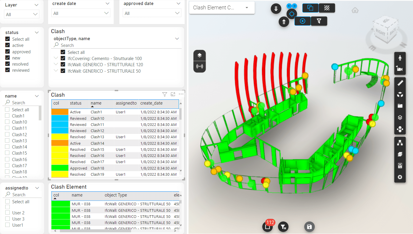 Navisworks view showing a duct-beam clash and the resolved reroute