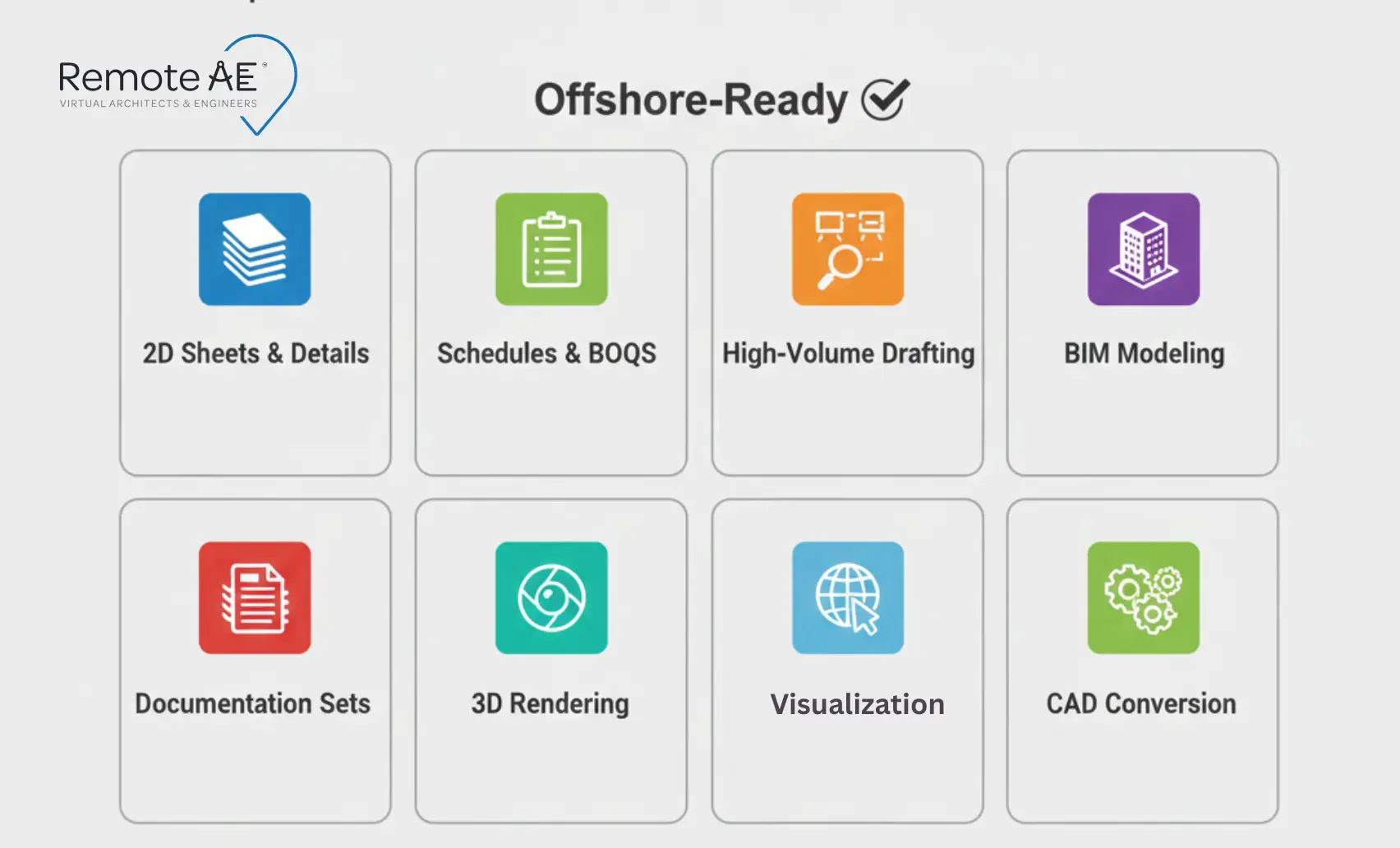 Icon grid of drawings and models ideal for offshore production