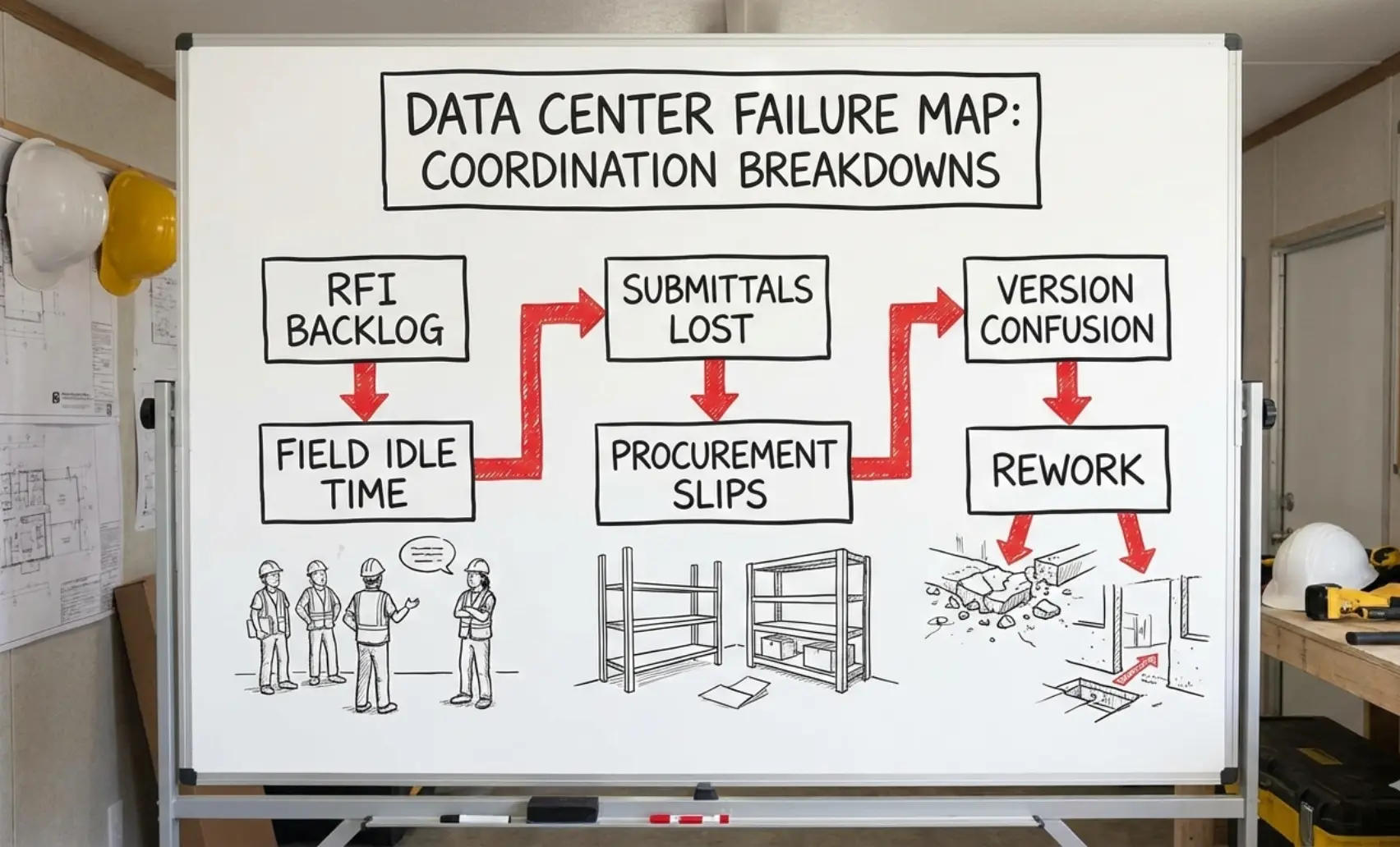 Failure map for data center project coordination