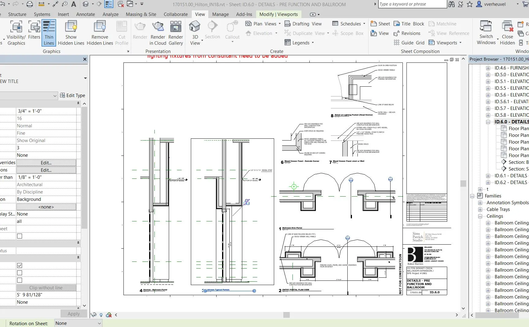 Revit sheet set with callouts: model, schedules, details
