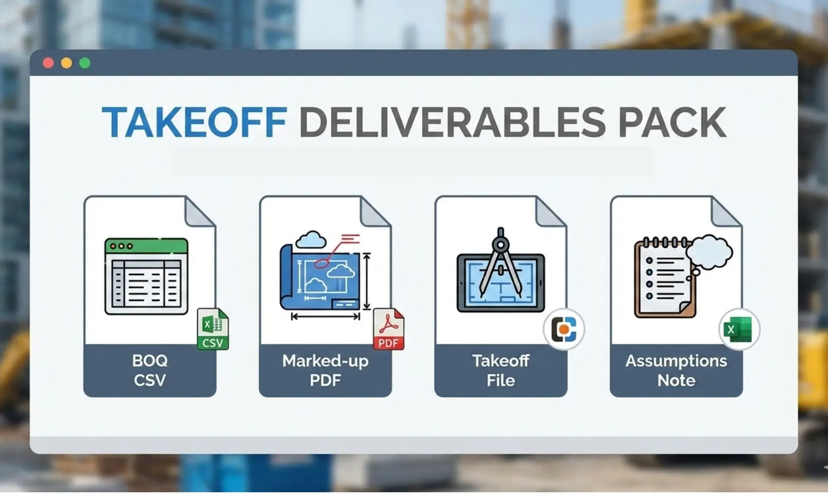 Takeoff deliverables pack - construction estimation
