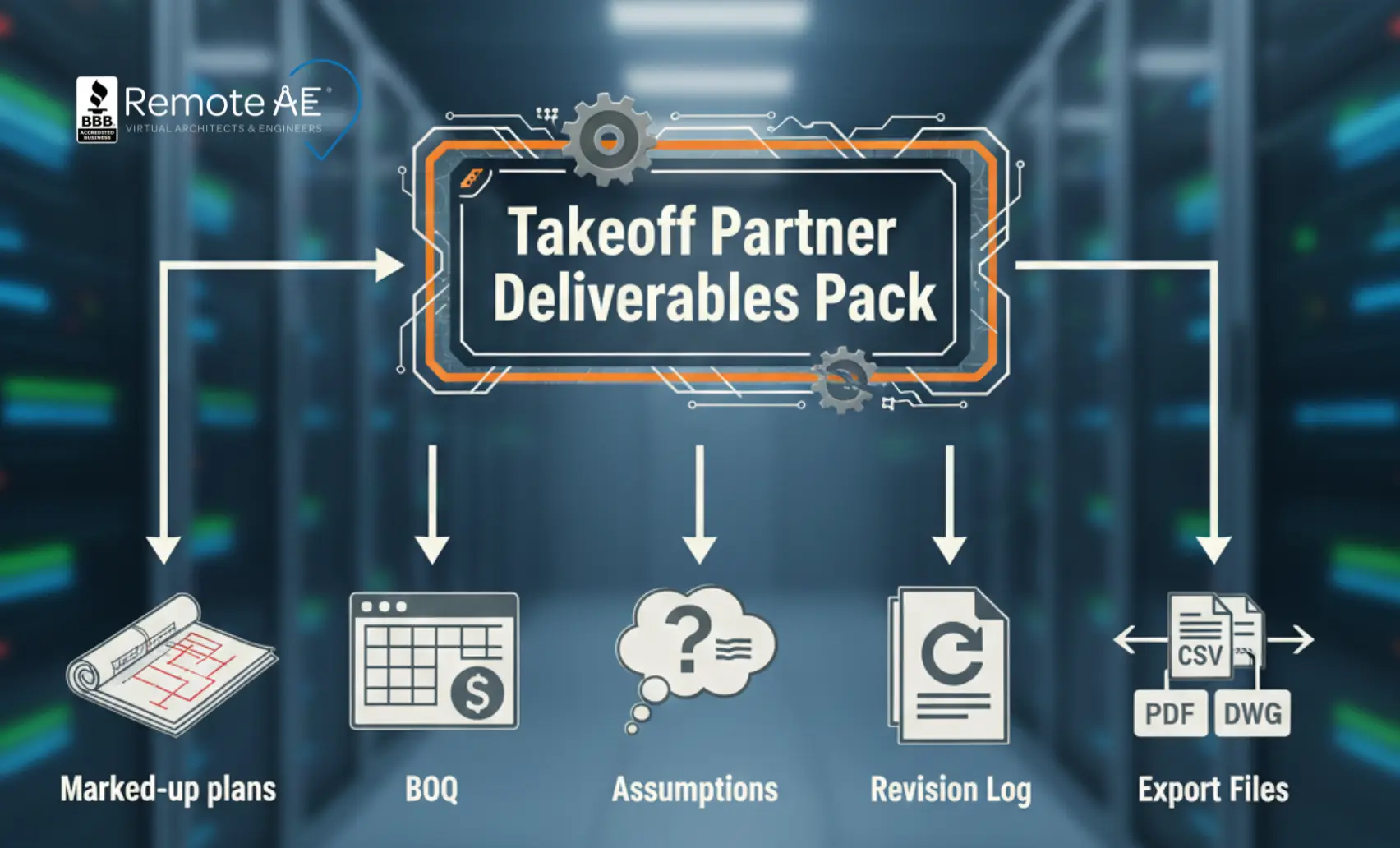 Takeoff partner deliverables pack for data center estimating