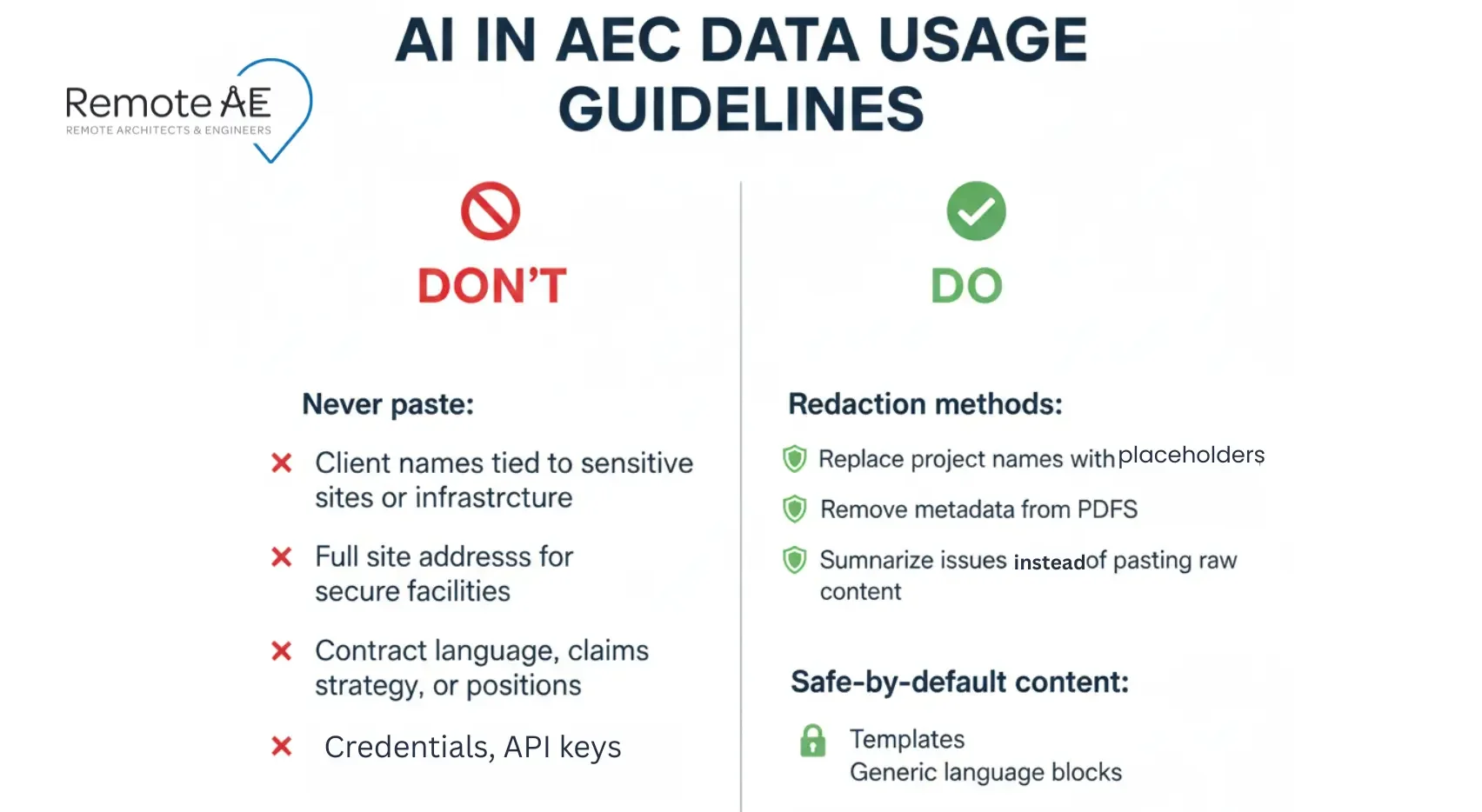 Graphic: “Do / Don’t” split list for AEC data security