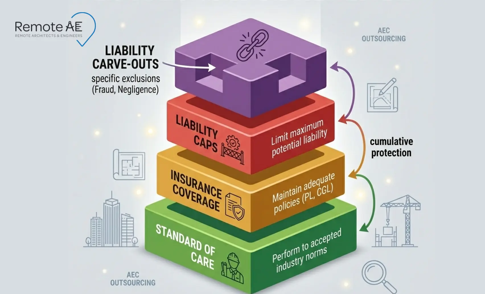 Graphic: “Risk stack” in AEC outsourcing contracts