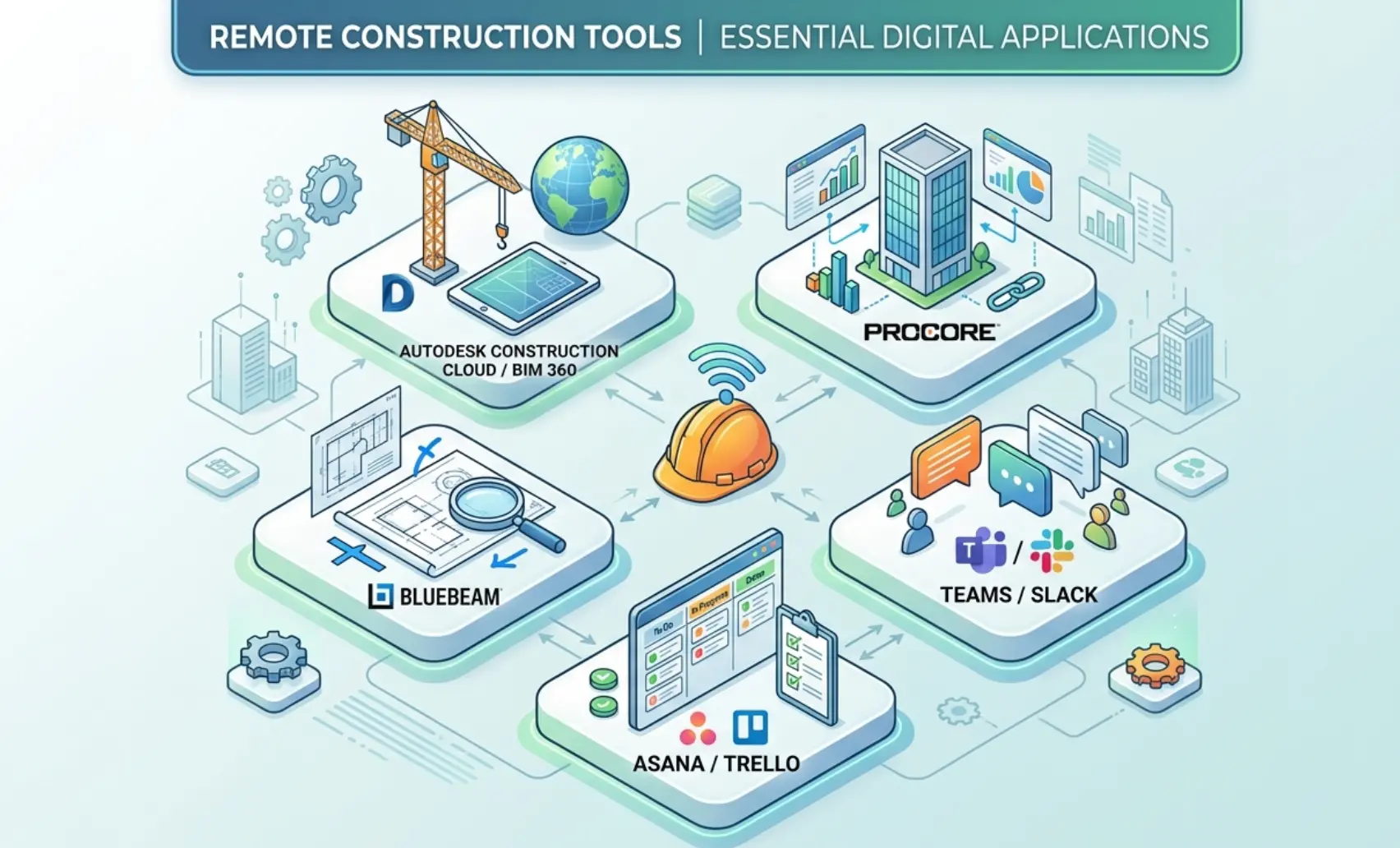 Diagram showing remote construction tools: