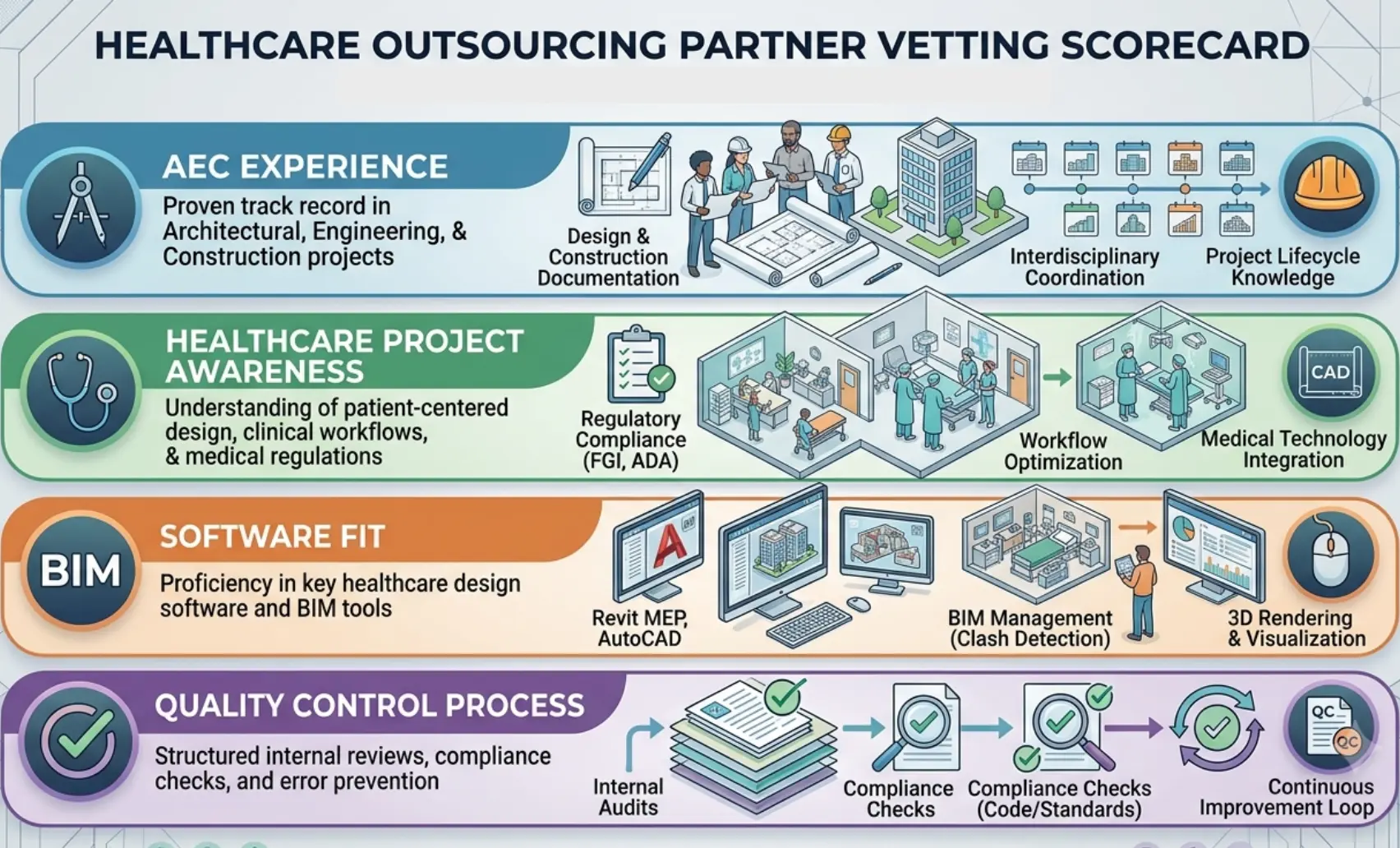 Graphic: "Healthcare Outsourcing Partner Vetting Scorecard"