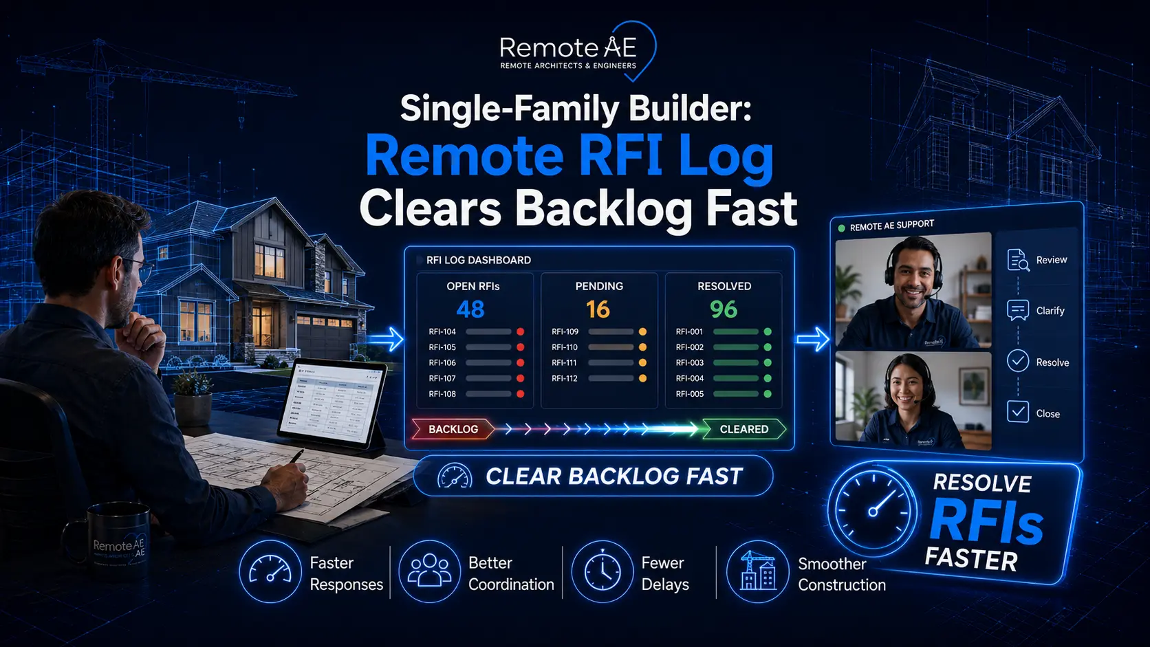 Single-Family Builder - Remote RFI Log Clears Backlog Fast - Remote AE